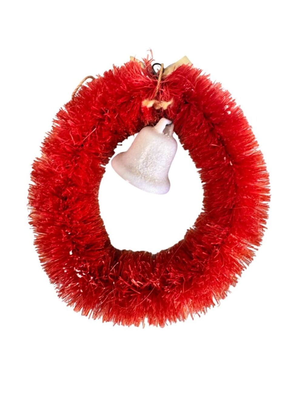 Set of 3 Vintage Bottle Brush Christmas Wreath Ornaments Bell Japan 4" - Picture 10 of 11